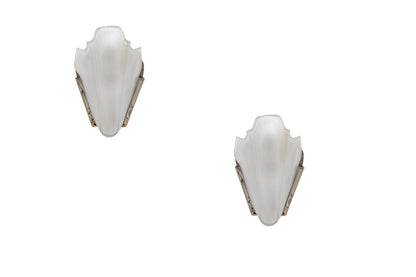 Nickeled Brass And Frosted Molded Glass One Light Art Deco Style Default