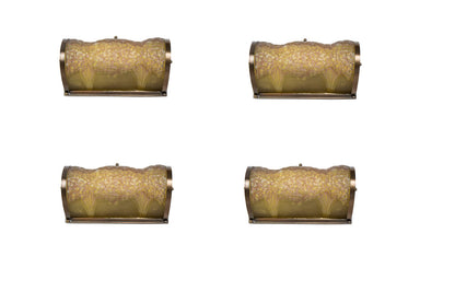 Molded Glass And Brass Amber Set Of Four Art Deco Sconces With H Default