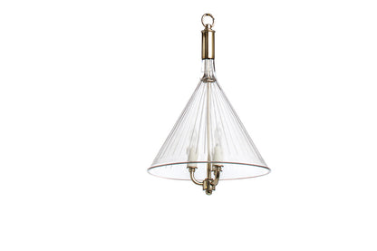 Etched Glass Industrial Funnel Pendant, America 20th Century Default