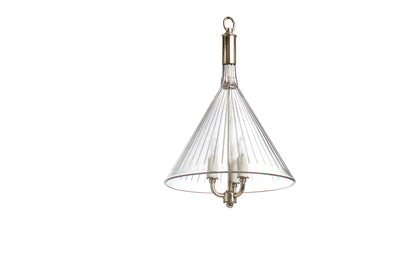 Etched Glass Industrial Funnel Pendant, America 20th Century Default