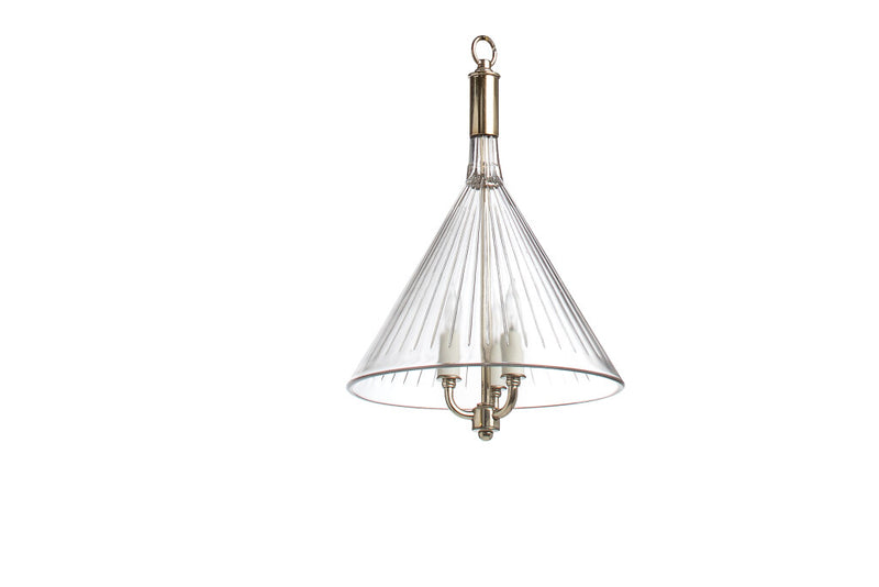 Etched Glass Industrial Funnel Pendant, America 20th Century