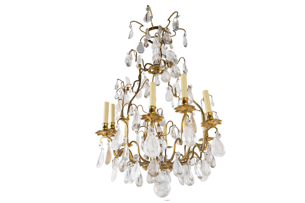 Gilt Bronze And Rock Crystal L.XV Style Cage Form Nine Light Cha Default