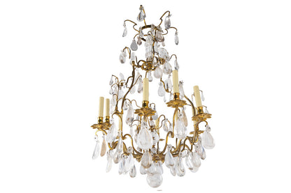 Gilt Bronze And Rock Crystal L.XV Style Cage Form Nine Light Cha Default