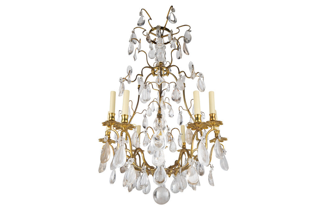 Gilt Bronze And Rock Crystal L.XV Style Cage Form Nine Light Cha Default