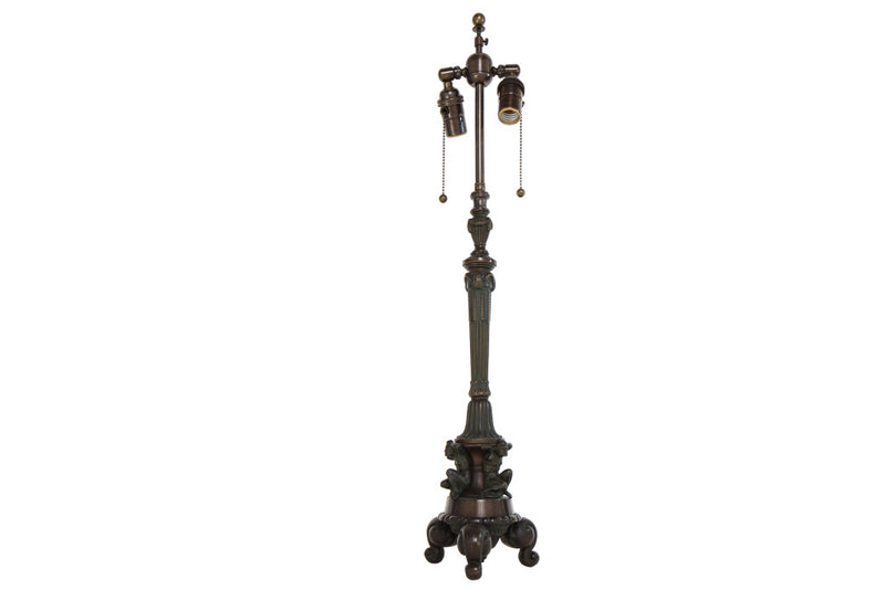 Bronze Figural Art Deco Table Lamp Signed 