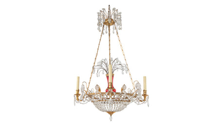 Gilt Bronze, Crystal And Cranberry Colored Glass Four Light Russ Default