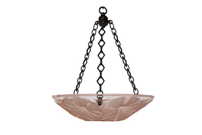 Molded Glass Peach Colored Art Deco Three Light Pendant With Mor Default