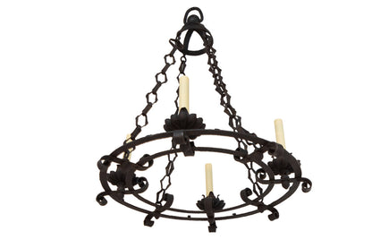 Wrought Iron  Double Ring Four Light Chandelier, France 19th Cen Default