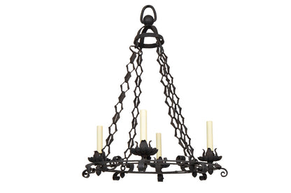Wrought Iron  Double Ring Four Light Chandelier, France 19th Cen Default