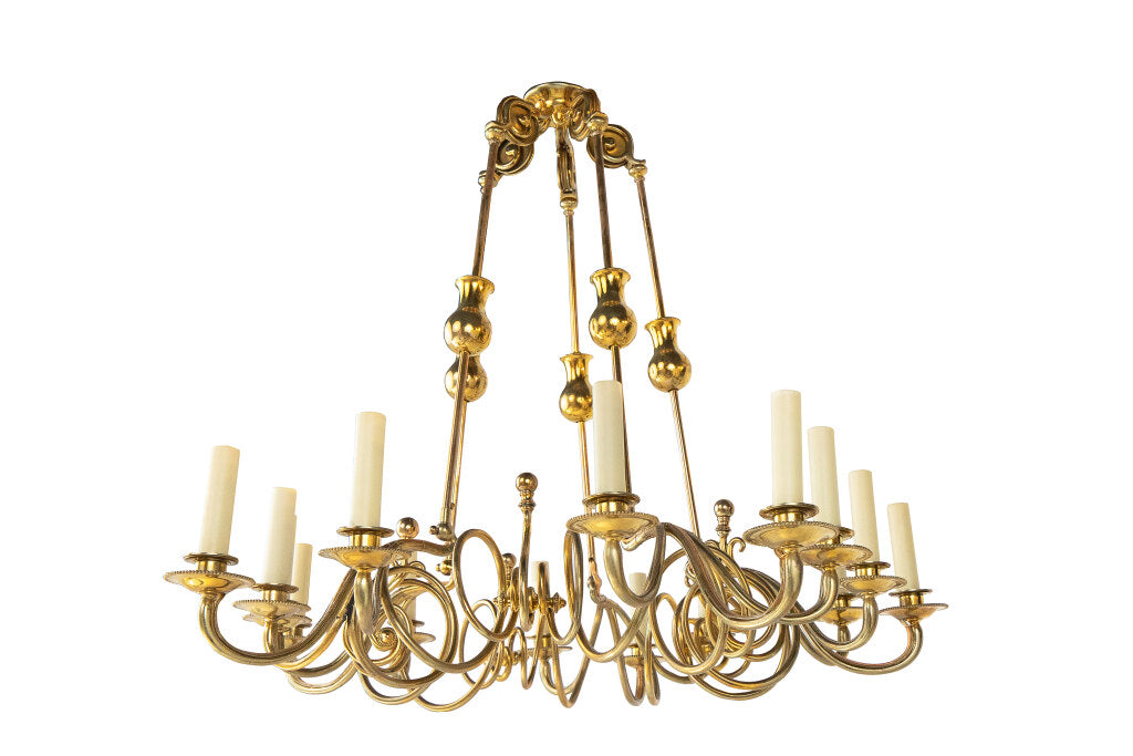 Polished Brass Fifteen Light Swirl Design Counter Weight Chandel Default