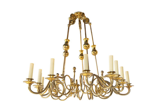 Polished Brass Fifteen Light Swirl Design Counter Weight Chandel Default