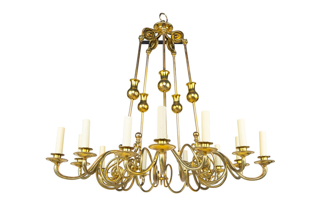 Polished Brass Fifteen Light Swirl Design Counter Weight Chandel Default
