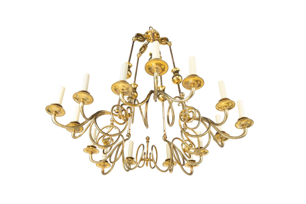 Polished Brass Fifteen Light Swirl Design Counter Weight Chandel Default