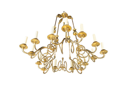 Polished Brass Fifteen Light Swirl Design Counter Weight Chandel Default