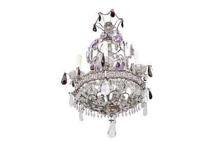 Silvered Bronze, Amethyst, Rock And Clear Crystal Art Deco Six A Default