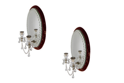 Etched Mirror With Beading And Crystal Arm Two Light Sconces Wit Default