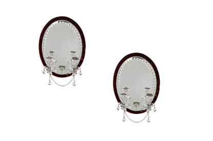 Etched Mirror With Beading And Crystal Arm Two Light Sconces Wit Default