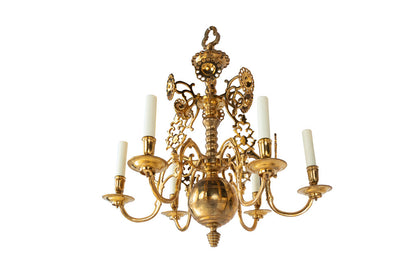 Polished Brass Baroque Style Six Light Chandelier With Candle Re Default