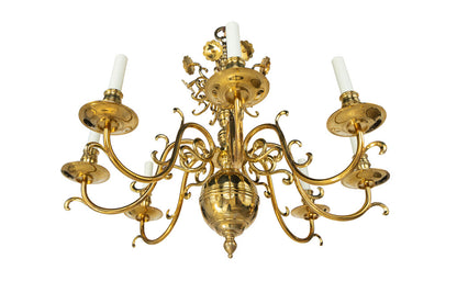 Polished Brass Baroque Style Eight Light Chandelier With Reflect Default