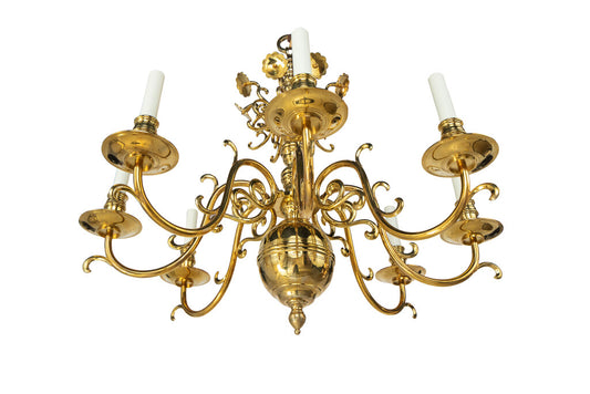 Polished Brass Baroque Style Eight Light Chandelier With Reflect Default