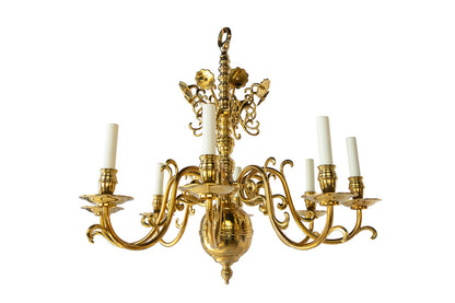 Polished Brass Baroque Style Eight Light Chandelier With Reflect Default