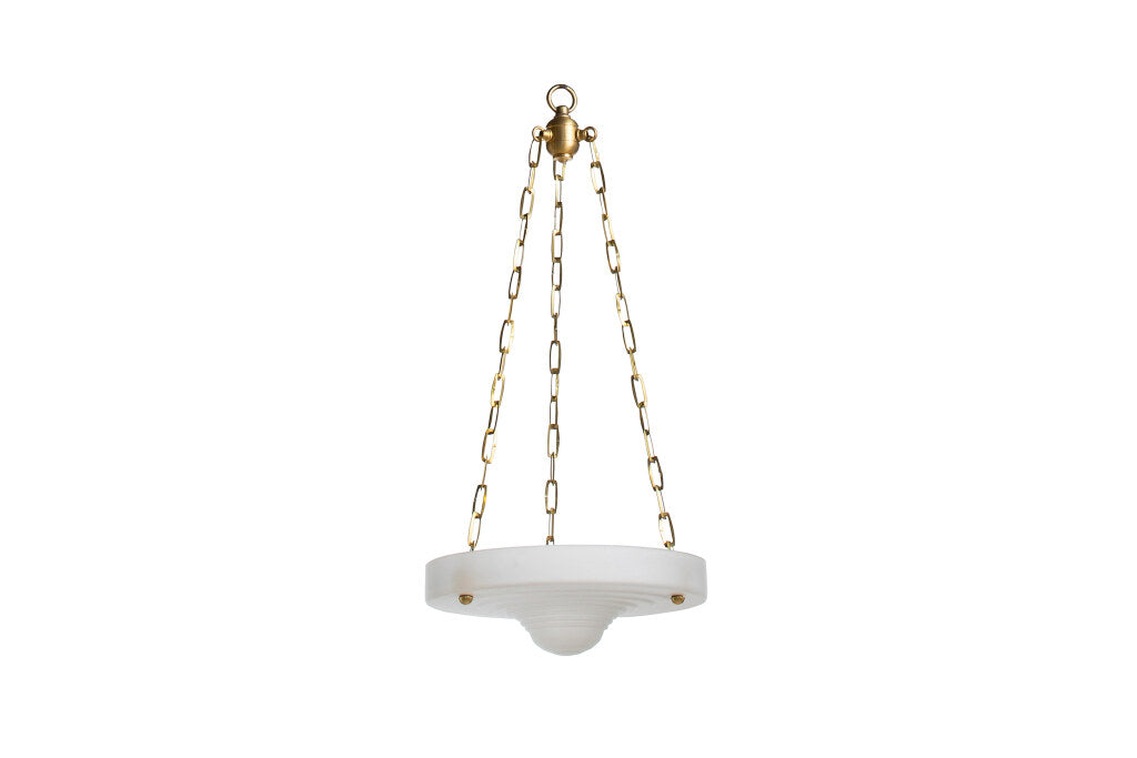 Molded And Frosted Glass Art Deco Three Light Pendant, France 20 Default