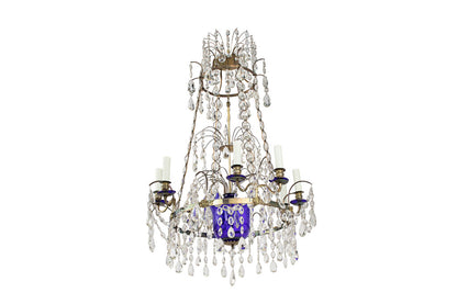 Gilt Bronze, Cut Crystal And Cobalt Glass Urn Eight Light Chande Default