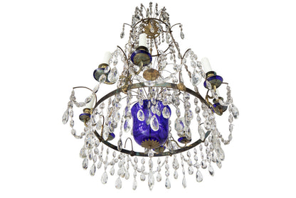 Gilt Bronze, Cut Crystal And Cobalt Glass Urn Eight Light Chande Default