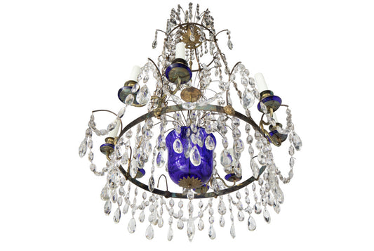 Gilt Bronze, Cut Crystal And Cobalt Glass Urn Eight Light Chande Default