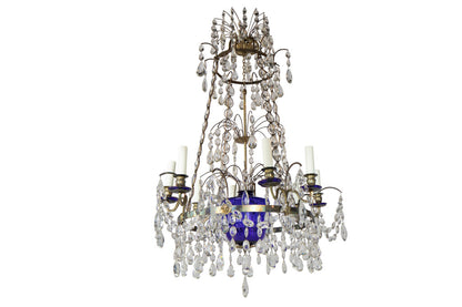 Gilt Bronze, Cut Crystal And Cobalt Glass Urn Eight Light Chande Default