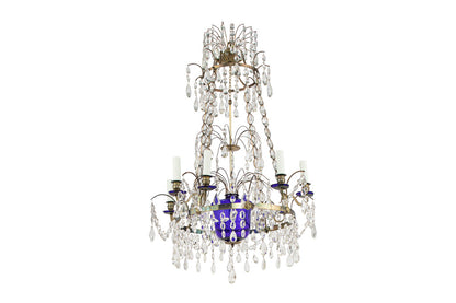Gilt Bronze, Cut Crystal And Cobalt Glass Urn Eight Light Chande Default