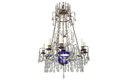 Gilt Bronze, Cut Crystal And Cobalt Glass Urn Eight Light Chande Default