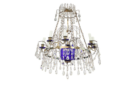 Gilt Bronze, Cut Crystal And Cobalt Glass Urn Eight Light Chande Default