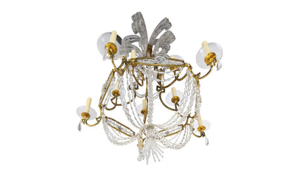 Gilt Bronze and Crystal Two Tiered Twelve Light Chandelier with Default