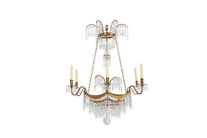 Gilt Bronze And Cut Crystal Six Light Neo-Classical Style Chande Default