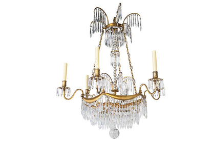 Gilt Bronze And Cut Crystal Six Light Neo-Classical Style Chande Default