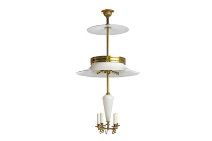 White Opaline And Polished Brass Four Candle Eight Light Gasolie Default