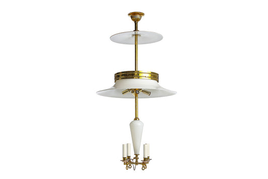 White Opaline And Polished Brass Four Candle Eight Light Gasolie Default