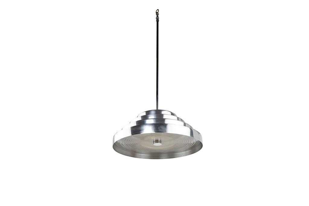 Chrome And Perspex Six Light Industrial Pendant, 20th Century Default
