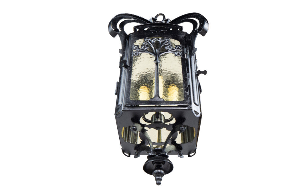 Painted Iron And Modeled Amber Glass Art Nouveau Four Light Lant Default