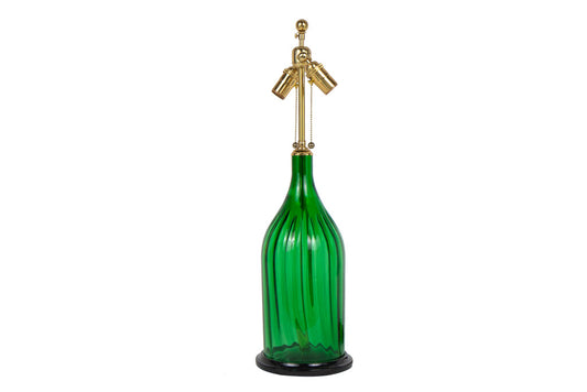 Pressed Green Glass Vase, Mounted And Lamped, Italian 20th Centu Default