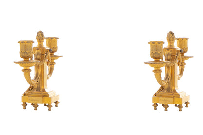 Gilt Bronze Neo-Classical Two Light Candelabra Signed "PARIS O. Default