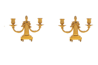 Gilt Bronze Neo-Classical Two Light Candelabra Signed "PARIS O. Default