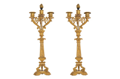 Mercury Gilt Bronze Egyptian Revival Four Light Candelabra, Fran Default