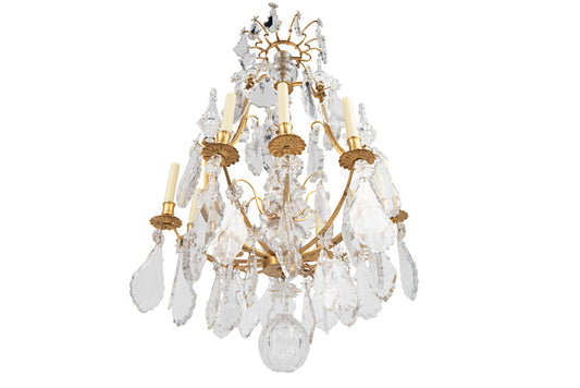 Gilt Bronze And Crystal Pendalogues L.XV Style Chandelier, Franc Default