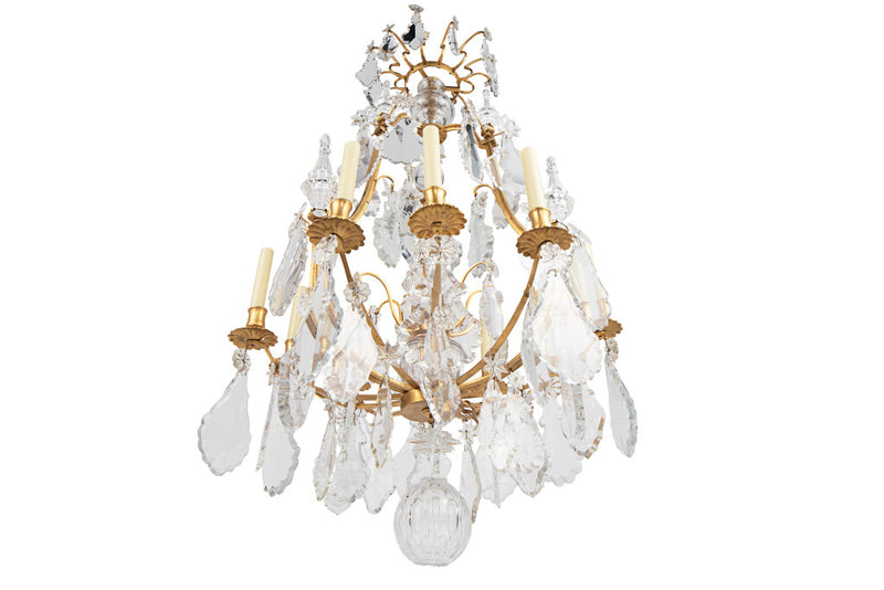 Gilt Bronze And Crystal Pendalogues L.XV Style Chandelier, Franc