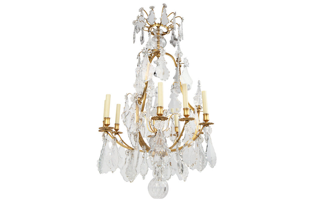 Gilt Bronze And Crystal Pendalogues L.XV Style Chandelier, Franc Default