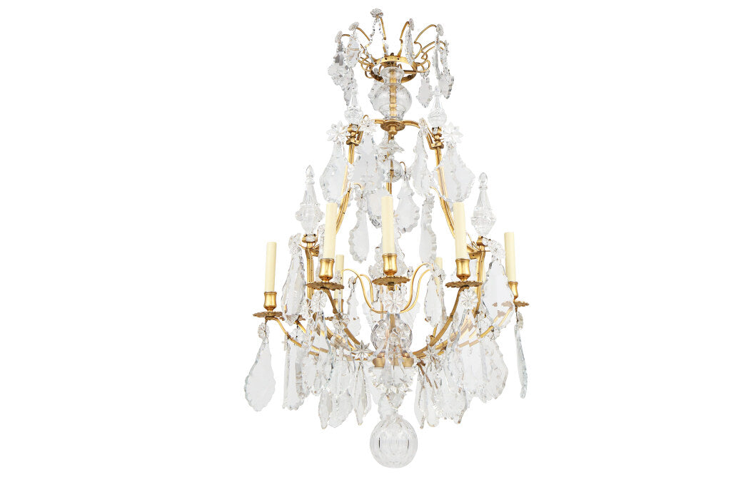 Gilt Bronze And Crystal Pendalogues L.XV Style Chandelier, Franc Default