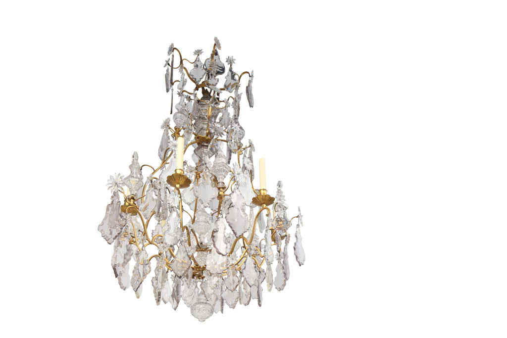 Gilt Bronze And Crystal Pendalogues L.XV Six Light Chandelier, F Default