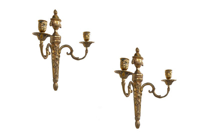 Gilt Bronze L. XVI Two Light Sconces,
France Late 18th Century Default